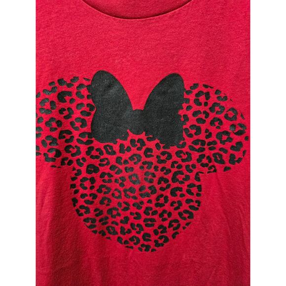 Bella + Canvas Red Minnie Mouse Leopard Print Graphic Tee – Size 2XL - Picture 6 of 8